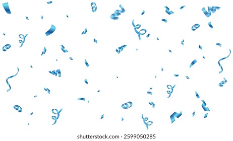 blue confetti and ribbon background vector