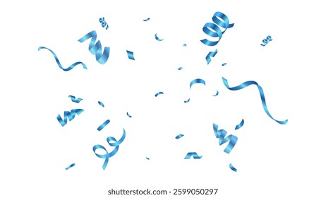 blue confetti and ribbon background vector
