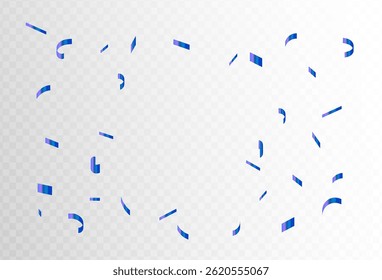 blue confetti and ribbon streamers falling on a transparent background. blurred. Big and small,abstract frame,Vector. eps 10