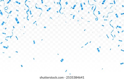 Blue confetti. Shiny ribbons falling on abstract background. Design template for party celebration and birthday banner background, confetti,