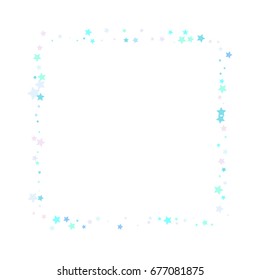 Blue Confetti stars. Scattered frame on white background made of blue confetti stars.Vector illustration.