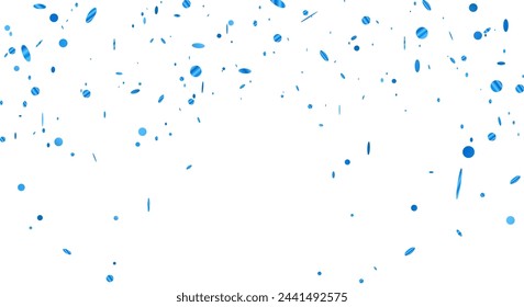 Blue confetti template. Shiny ribbons falling on background. Design template for party, celebration and birthday.