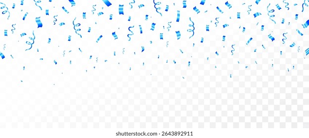 Blue confetti vector, Falling blue confetti on transparent background, celebration or party decoration