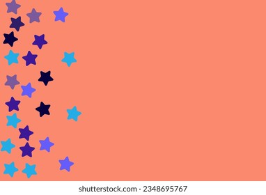 Blue Confetti Vector Blue Yellow Background. Dark Stars Shiny Illustration. Starfall Luxury Invitation. Night sky Festive Postcard.