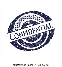 Blue Confidential distress rubber grunge seal