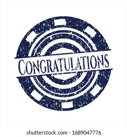 Blue Congratulations distress with rubber seal texture
