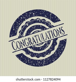 Blue Congratulations distressed rubber grunge seal