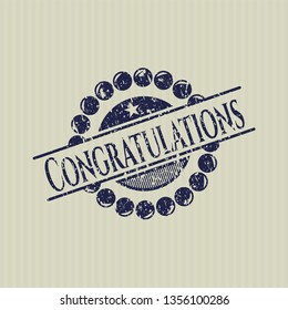 Blue Congratulations distressed with rubber seal texture