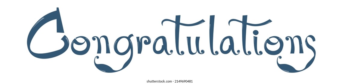 blue congratulations text art on white background, design on illustrations vector image.