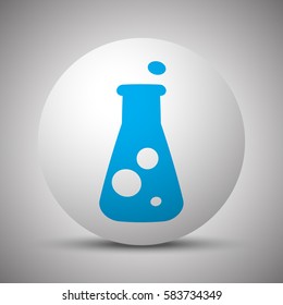 Blue Conical Flask icon on white sphere