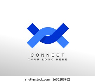 Blue connect logo design template element.