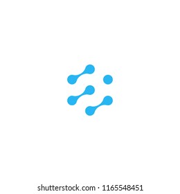 Blue connection dots, abstract vector logo template. Nno technology system icon. Science innovate graphic symbol. Medical lab, sign.