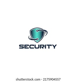 Blue connection shield security logo