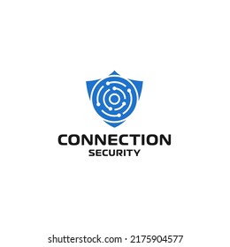 Blue connection shield security logo