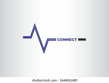 blue connection wave vector logo design template