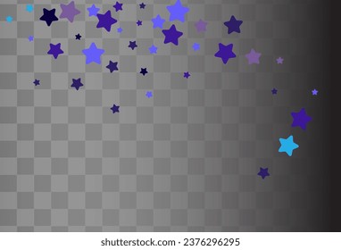 Blue Constellation Vector Black Transparent Background. Dark Starfall Modern Banner. Stars Paper Design. Swirl Shiny Card.