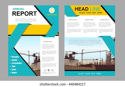 Blue construction Abstract vector modern flyers brochure / annual report /design templates / Leaflet cover presentation abstract flat brochure background, layout in A4 size business mackup, education