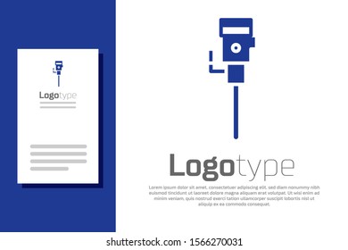 Blue Construction jackhammer icon isolated on white background. Logo design template element. Vector Illustration