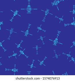 Blue Construction jackhammer icon isolated seamless pattern on blue background.  Vector Illustration