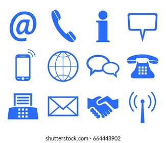 Blue contact icons - stock vector