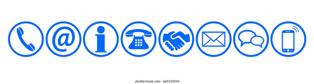 Blue contact icons - vector