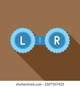 Blue contact lens container icon showing left and right lenses with a long shadow