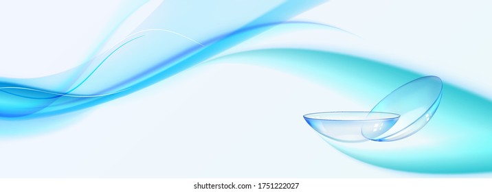 Blue contact lenses for your eye health. Medical illustration of blue science background and copy space. Vector illustration.