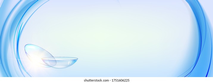Blue contact lenses for your eye health. Medical illustration of blue science background and copy space. Vector illustration. svg