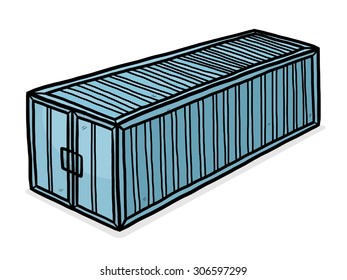 blue container / cartoon vector and illustration, hand drawn style, isolated on white background.