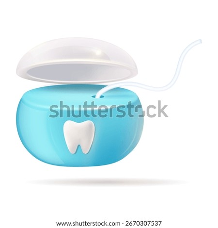 A blue container of dental floss, adorned with an image of a tooth, represents essential personal care for dental hygiene