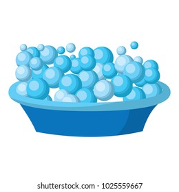blue container foam bubbles clean