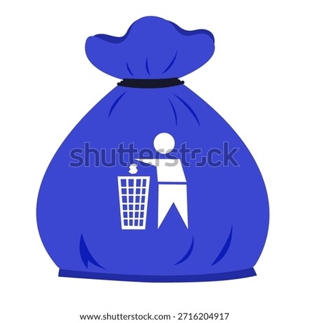 blue container with general waste symbol. general waste sorting concept