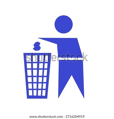 blue container with general waste symbol. general waste sorting concept