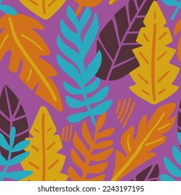 Blue Continuous Floral Fresh Jungle Template Art. Light Repeated Classic Tropic Palm Textile Texture. Colorful Repetitive Fashion Branch Ornament Design.
