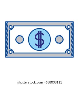 blue contour of dollar bill vector illustration
