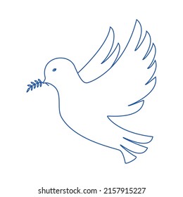 blue contour dove of peace and happiness 