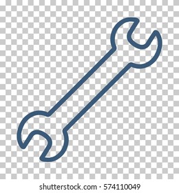 Blue Contour Wrench interface icon. Vector pictogram style is a flat symbol on chess transparent background.