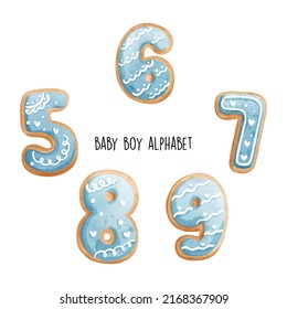 blue cookies font, cookies number, vector illustration