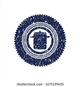 Blue cooking pot icon inside rubber texture