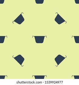 Blue Cooking pot icon isolated seamless pattern on yellow background. Boil or stew food symbol.  Vector Illustration