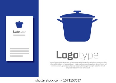 Blue Cooking pot icon isolated on white background. Boil or stew food symbol. Logo design template element. Vector Illustration