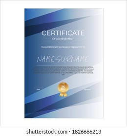 Plantilla de certificado de logro azul y frío