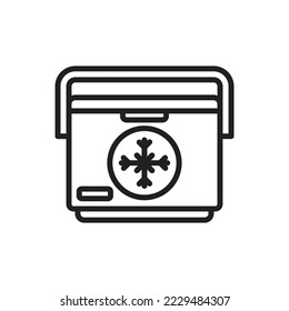 Ilustración vectorial de icono de contorno de caja fría azul