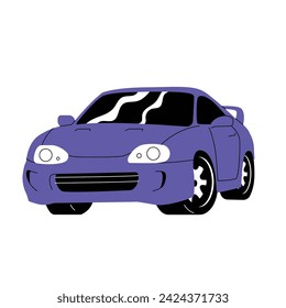 Elemento Blue Cool Car Flat Style