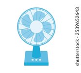 Blue cool electric fan isolated on white background, vector illustration