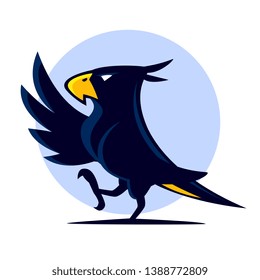 Blue cool falcon bird open the wing. It can be used as logo