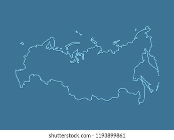 Blue cool and simple Russia map with outlines on dark background vector illustration