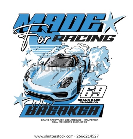 Blue cool supercar racing design