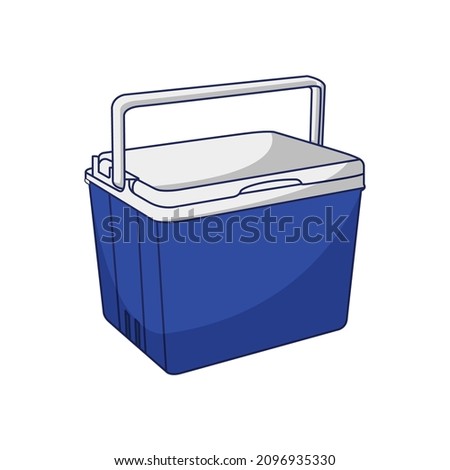Blue Cooler Box Flat Vector Illustration Icon On White Background for web, landing page, sticker, banner