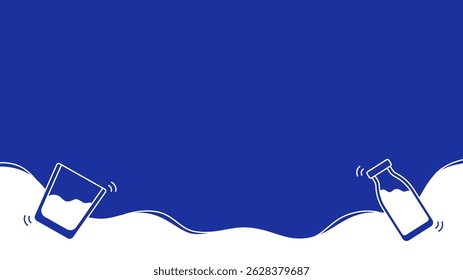 Fondo de espacio de copia azul con Elementos de leche ondulada
